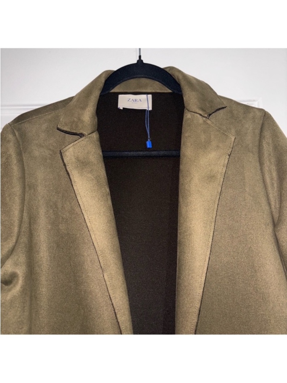 Zara Olive Green Long Coat - Size S - Picture 3 of 4